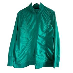 FILA Sport Women's Full Zip Track Jacket Teal Knit Polyester Size 3X Ruched